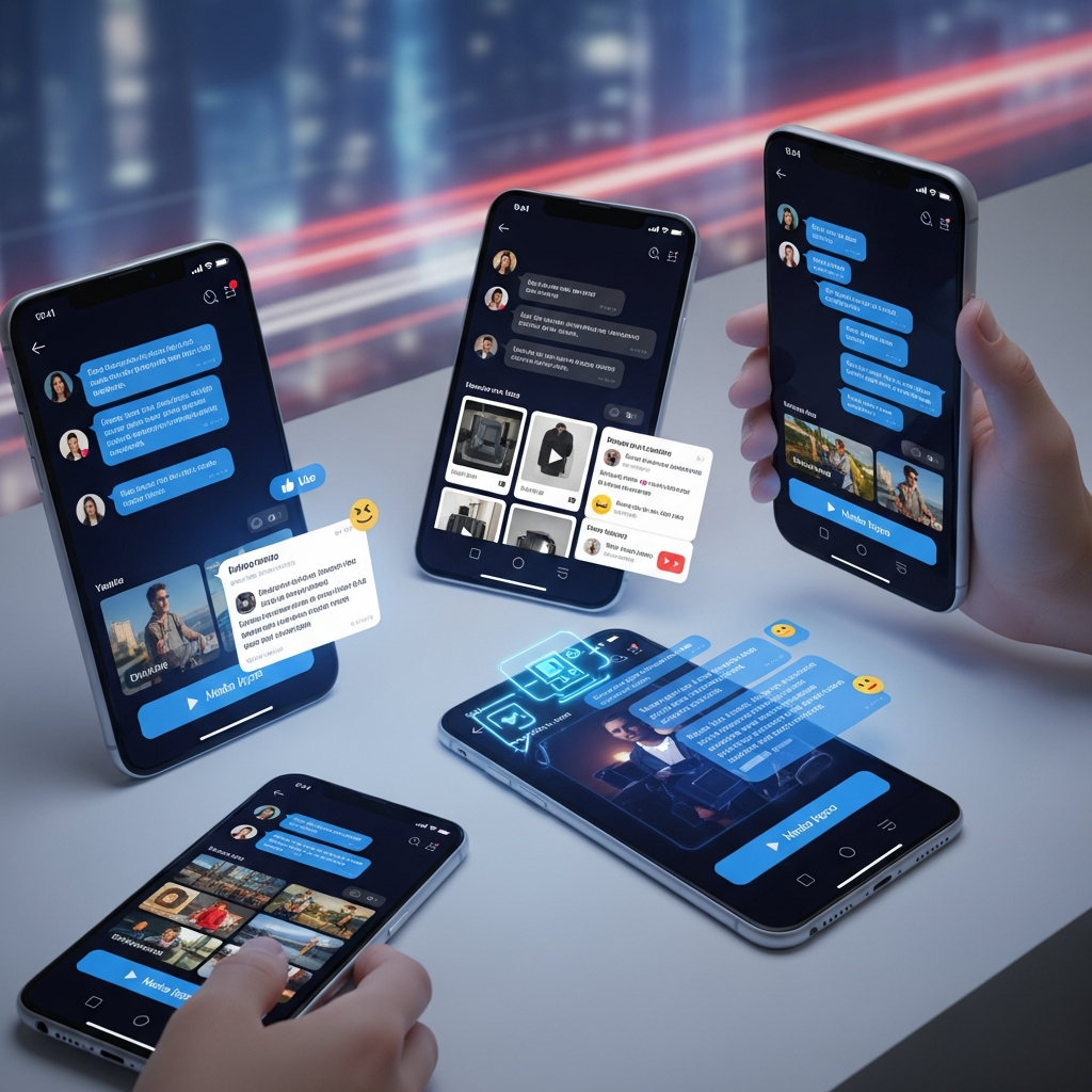 Mobile devices displaying rich interactive messaging features